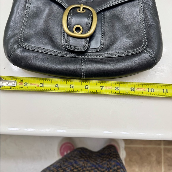 Coach Black Leather Shoulder Bag with Gold Accents - Picture 2 of 15